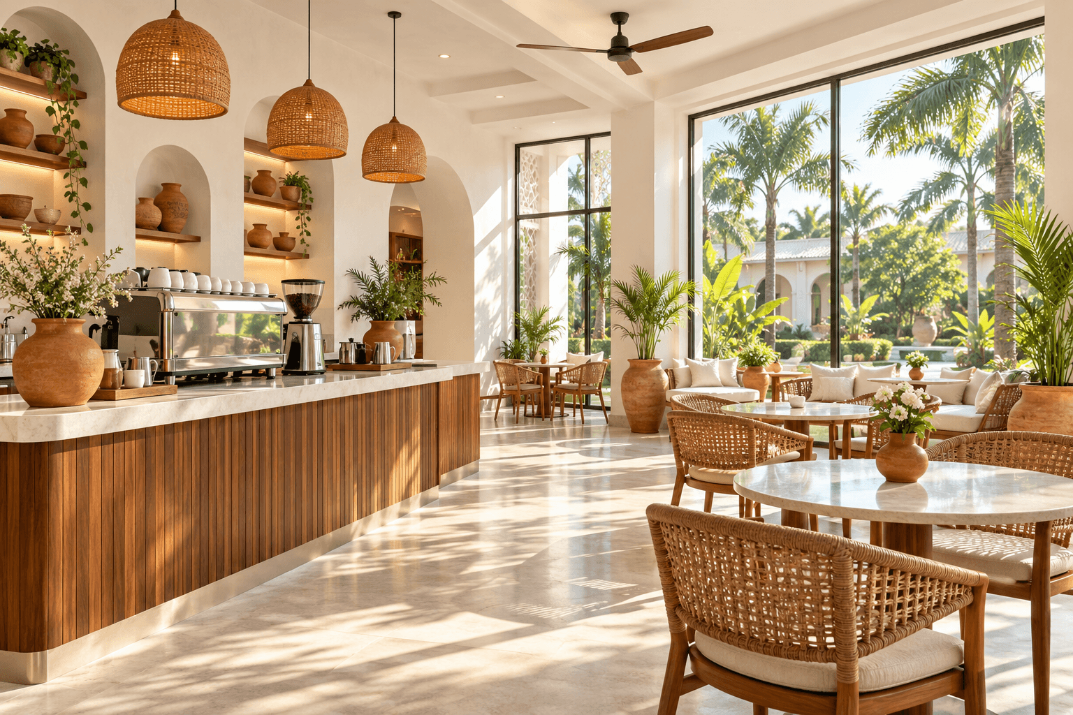 Concept photograph of the cafe counter and relaxed seating